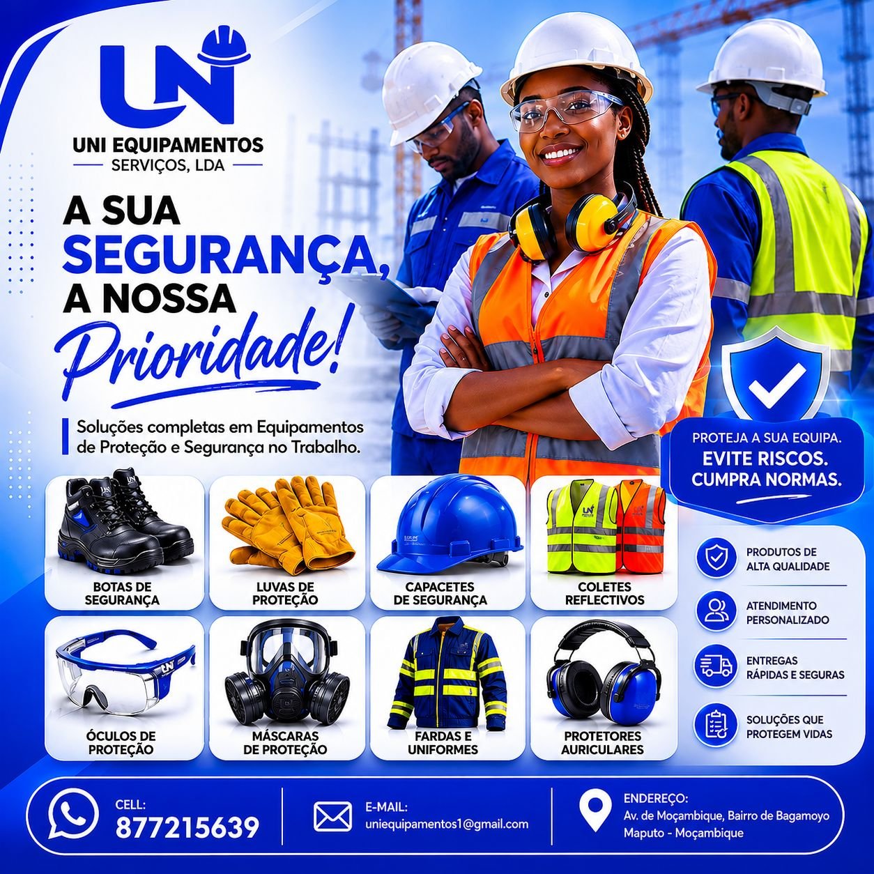 Equipamentos de proteção — material comercial UNI Equipamentos